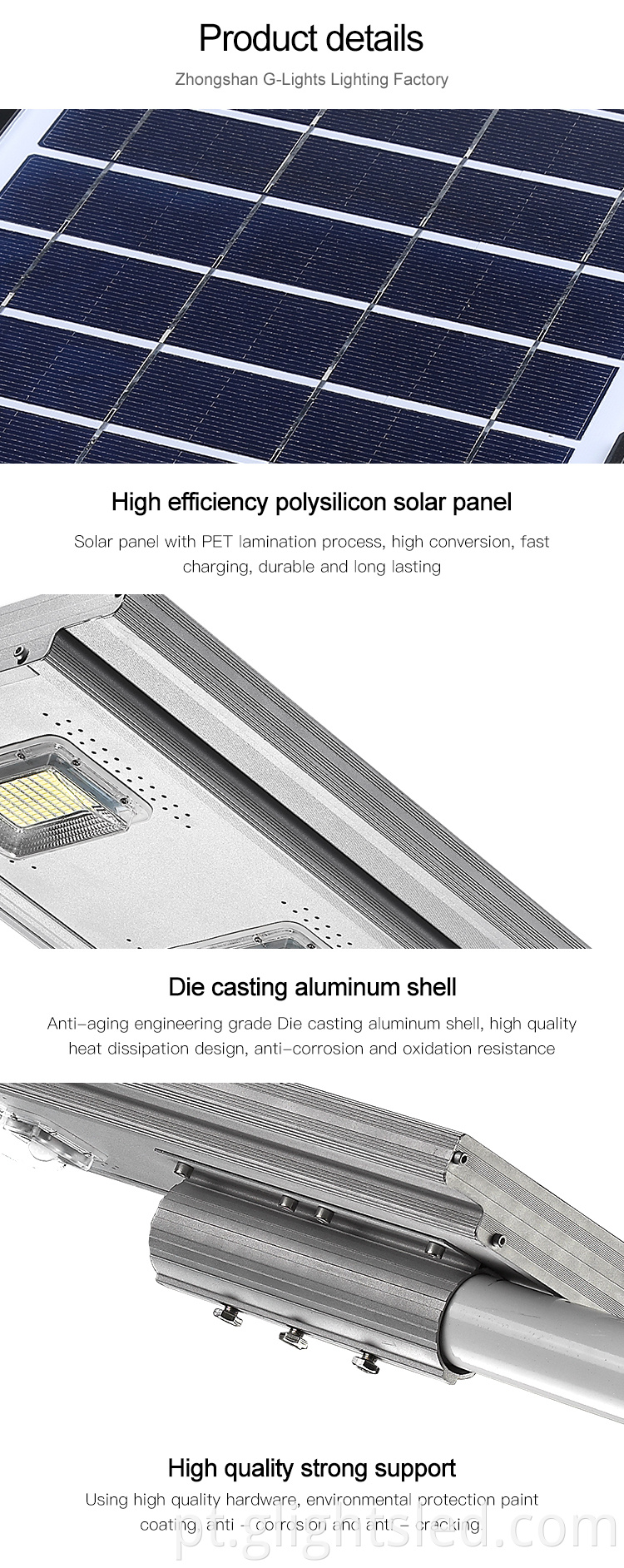 A nova luminária Brightest exterior à prova d 'água ip65 300w All in One Lâmpada de rua LED solar integrada